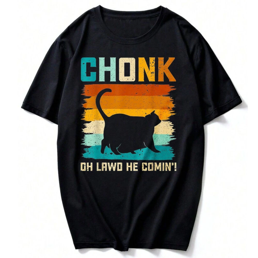 Chonk Cat Scale Meme Funny Retro Style Vintage Cats Memes T-Shirt Y2k Top Graphic T Shirts Women Clothing High Quality Cotton