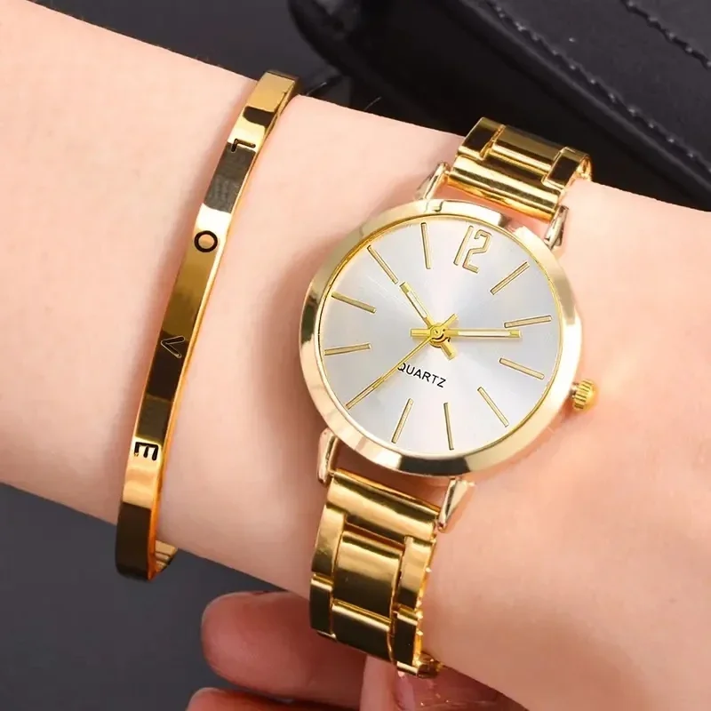 2-piece Women's Quartz Watch + Accessories Set, Elegant and Fashionable Style, Ideal as a Valentine's Day and New Year Gift