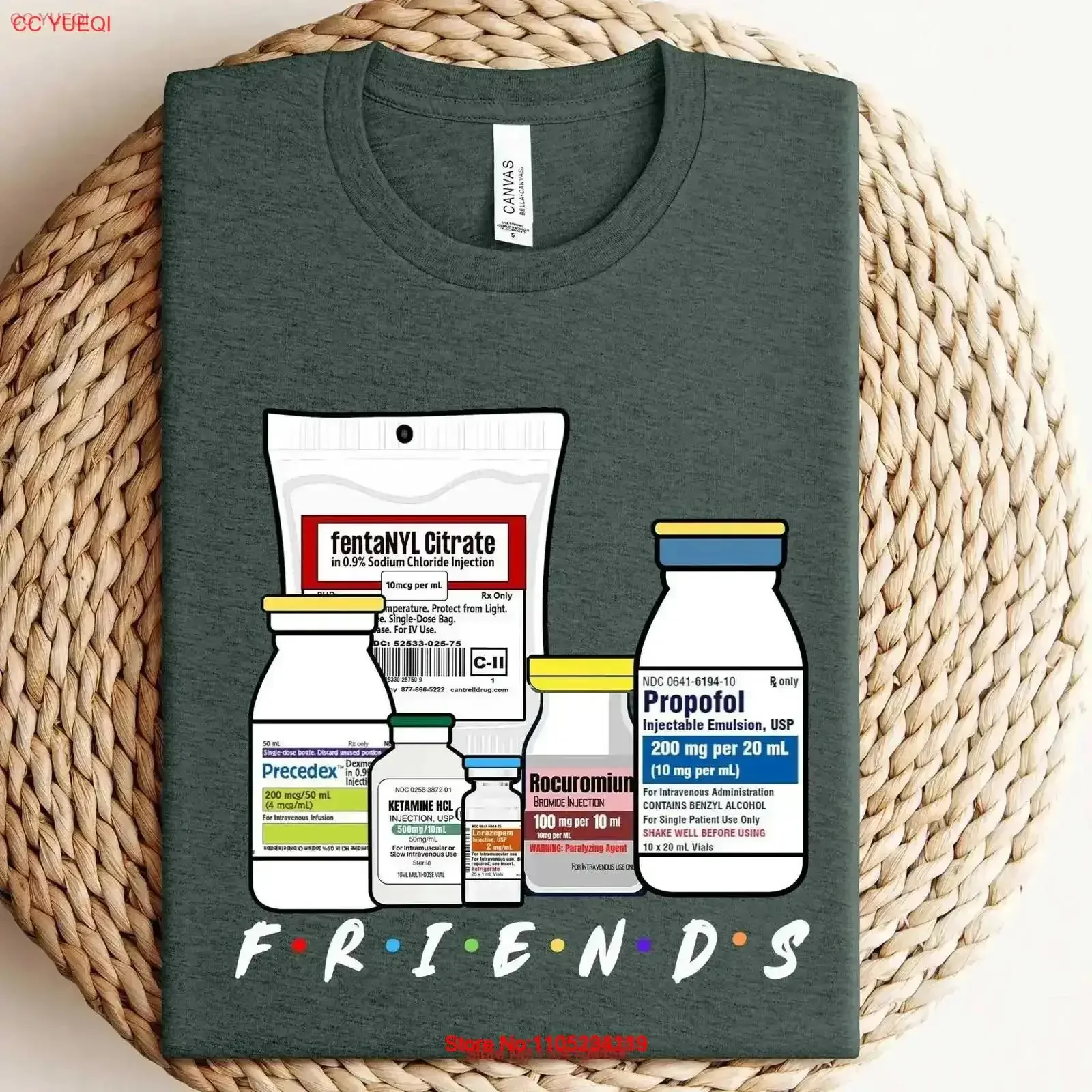 Friends Nurse T Shirt Sedation RN CRNA Intensive Care ICU Nicu Funny Medicine vintage Washed Casual designer clothes vintage