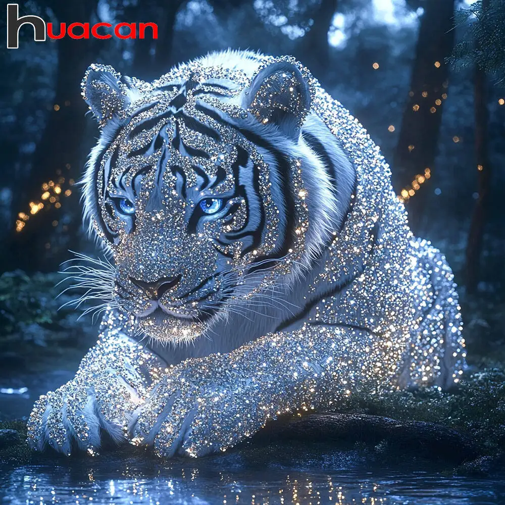 Huacan Modern Wild Animal Diamond Painting Tiger Wall Art 5D DIY Rhinestones Mosaic Art For Living Room Home Decor