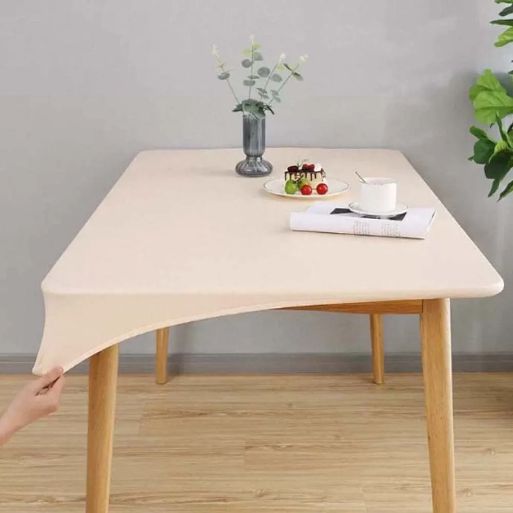 

Rectangular Imitation Sheepskin Tablecloth Smooth Soft Elastic Tea Table Cloth with Straps Full Wrapped Desk Protection Cover