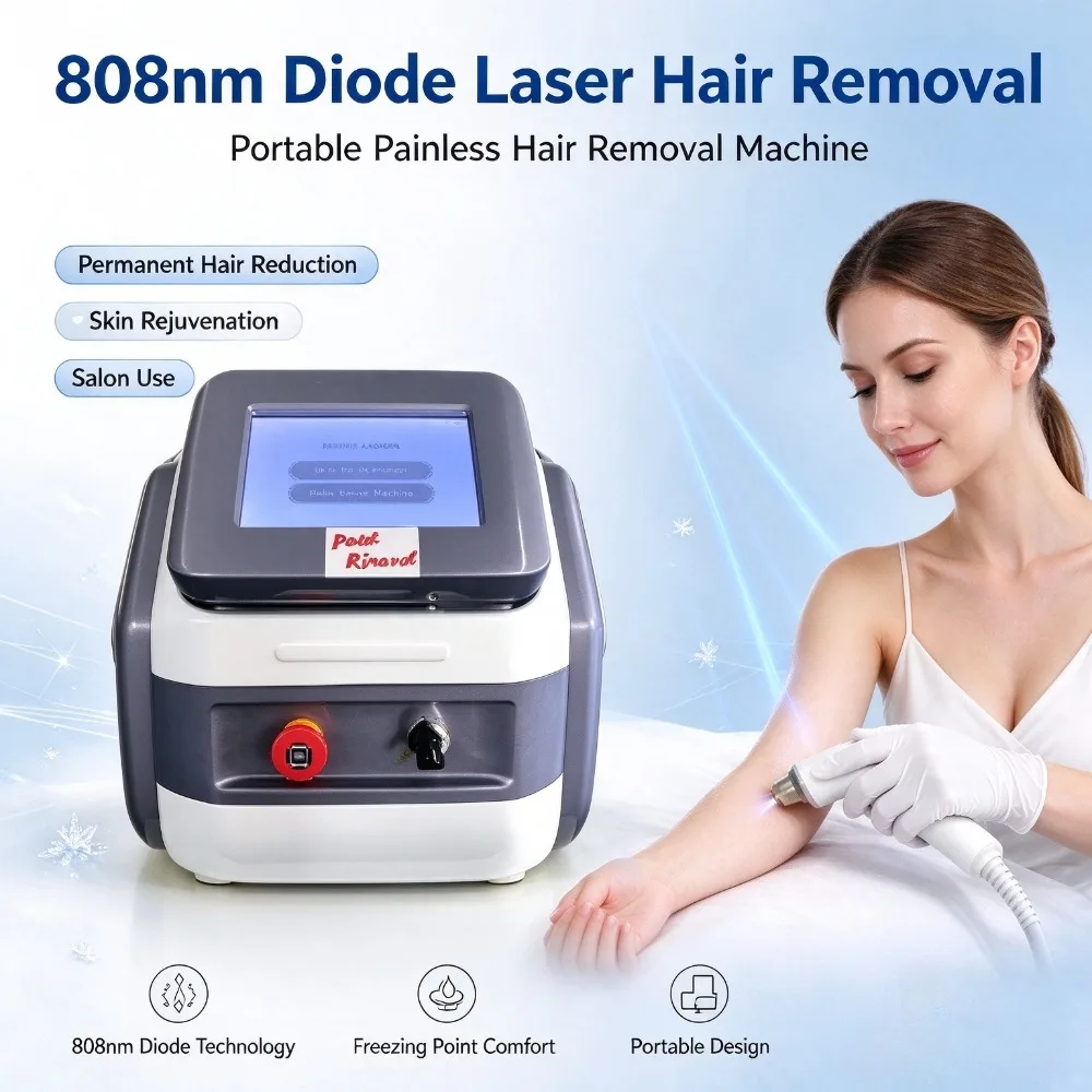 808nm Diode Laser Hair Removal Machine Portable Freezing Point Painless Hair Remover for Beauty Salon