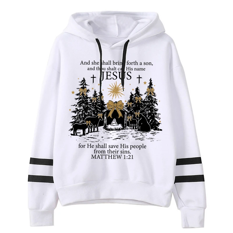 Women\'s Jesus Christmas Hoodies Nativity Scene Bible Nativity Gifts Pullover Vintage Long Sleeve Christian Christmas Sweatshirts