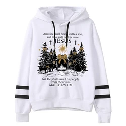 Women's Jesus Christmas Hoodies Nativity Scene Bible Nativity Gifts Pullover Vintage Long Sleeve Christian Christmas Sweatshirts