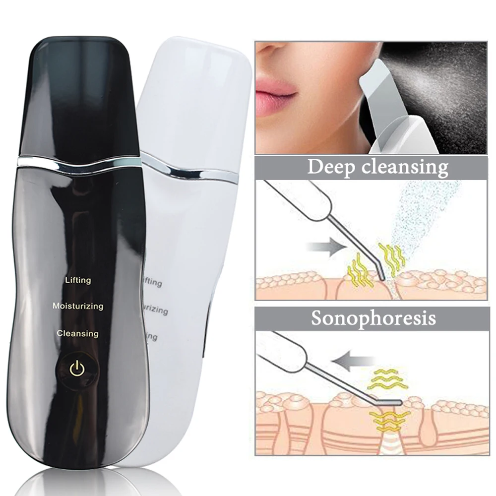 Wireless Ultrasonic Skin Scrubber rimozione di punti neri Viberation Peeling massaggio comedone rimozione dell'acne dispositivo di bellezza Spa facciale