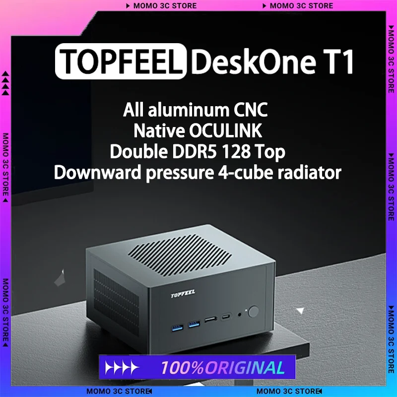 TOPFEEL DeskOne T1 Mini computer portatile AMD R7 7640HS 8745HS DDR5 WIFI6 Mini PC Tutto in alluminio Ufficio silenzioso e portatile