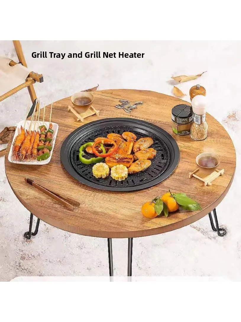 

Indoor Outdoor Portable Charcoal BBQ ill Tea Cooking Fire Pit Stove Set Cam Portable Folding Barbecue Table
