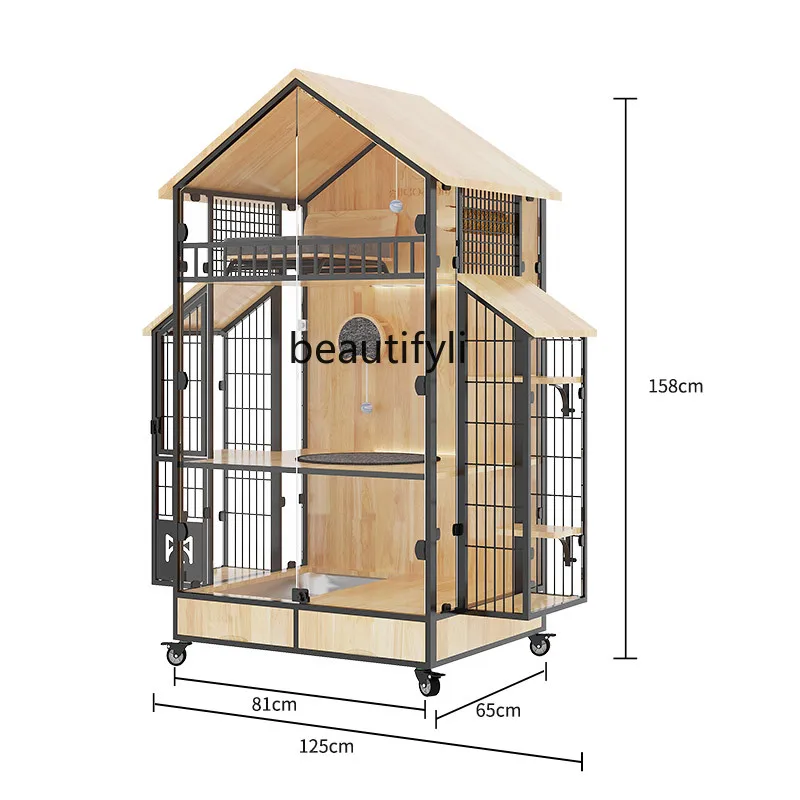 

Панорамная вилла для кошек с унитазом, роскошный дом для кошек из массива дерева, большая клетка для кошек, домашнее гнездо для кошек