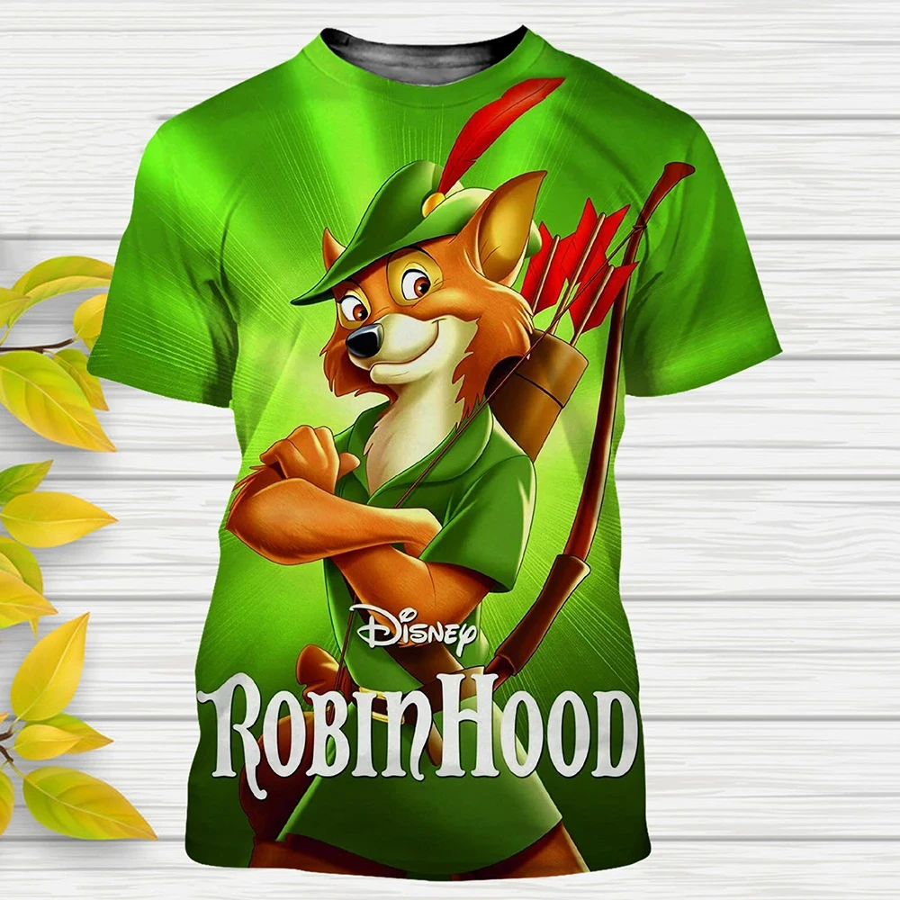 Disney Summer T-Shirt Robin Hood Cartoon Anime 3D Printed Streetwear Boys and Girls Casual Fashion T-Shirt Kids/Adult  Clothing