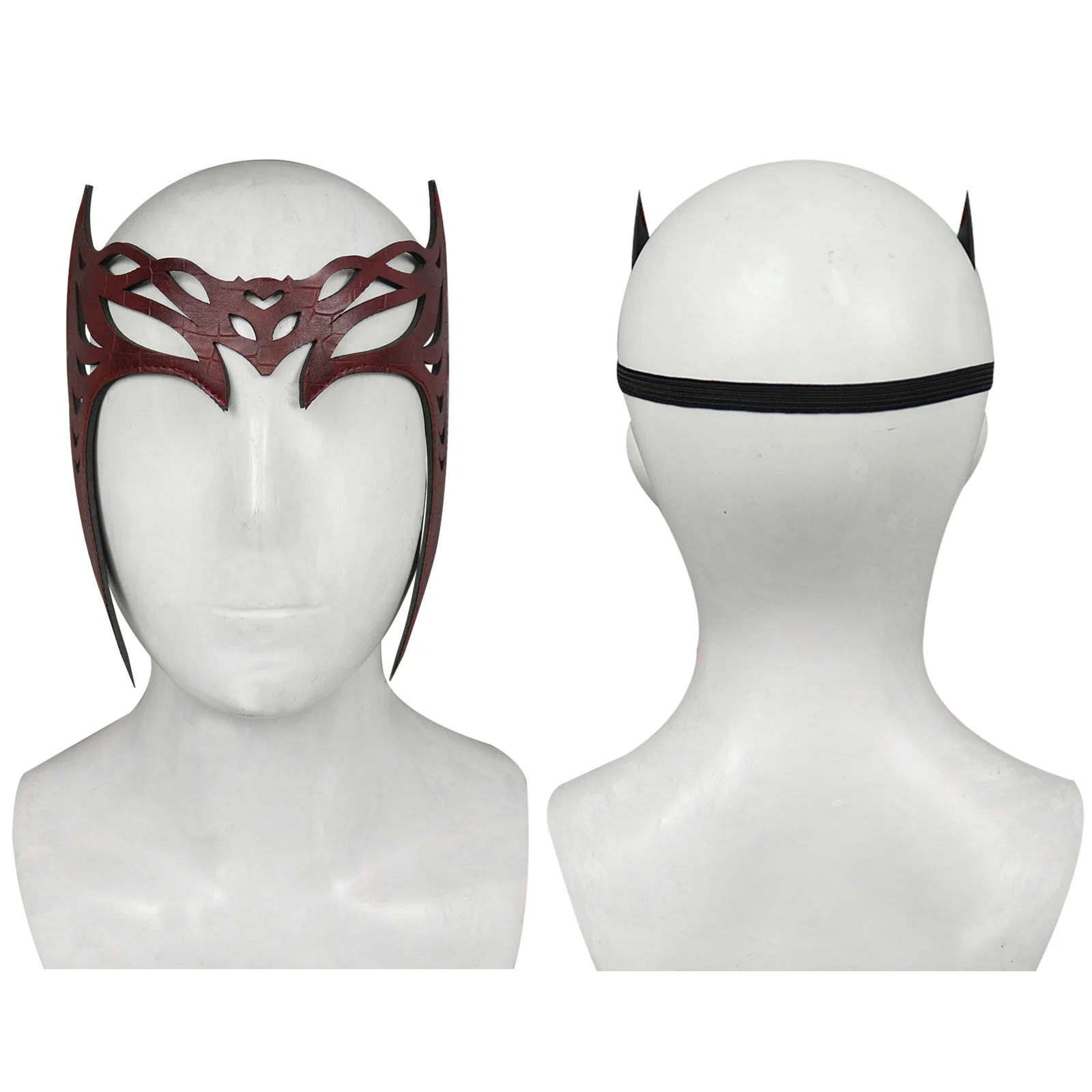 Superhero Scarlet Witch Cosplay Headband Mask Leather Headwear Face Cover Halloween Costumes Party For Adult Cosplay Props