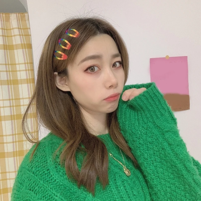 Y2k Rainbow Color Design Girls Hair Clip Taking Photo Hairpins Lovely Hairclip