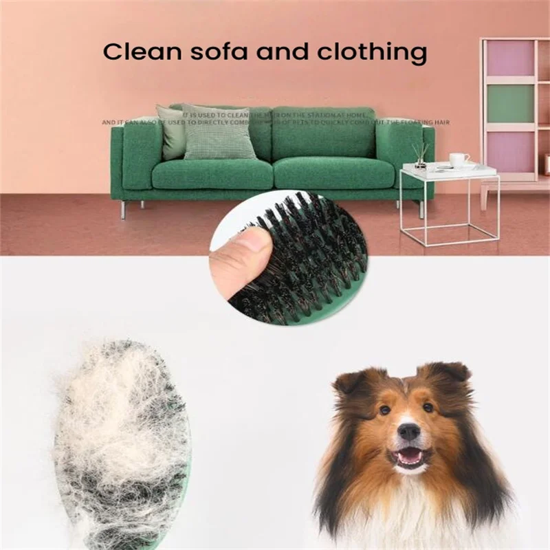Dubbelzijdige Hond Pin Kam Varkenshaar Huisdierborstel 2-in-1 Schoon haar Ontschaduw en massage met rubberen handvat Verzorgingsartikelbenodigdheden