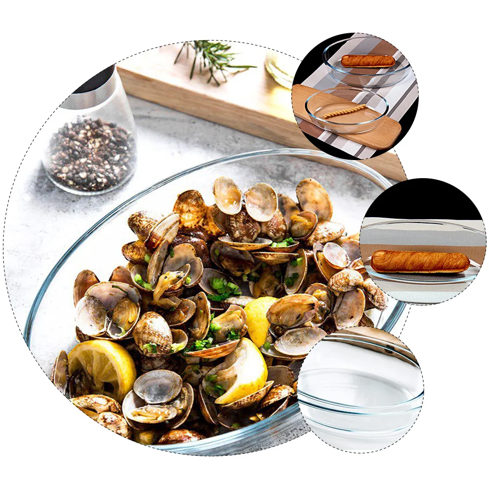 

1Pcs High Quality Borosilicate Glass Pizza Plates Heat Resistant Baking Tray Microwave Oven Suitable Easy Clean