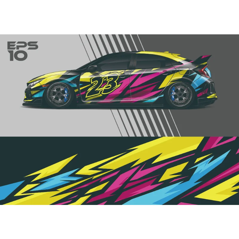 

Stripe Racing Car Graphic Decal Car Full Wrap Sticker Decorative Car Decal Full Body Vinyl Wrap Modern Design Vector Image