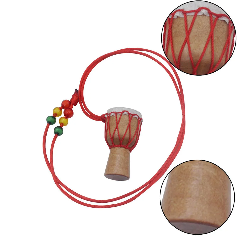 Wooden Classic Mini African Drum Handcrafted Hollow Solid Wood Decoration Mini Desktop Gift for Music Fans African Drum