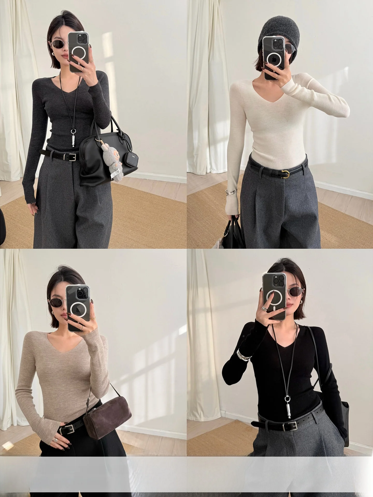 

MUCCHIC Women's Sl V-Ne Wool Knitwear Soft Comfortable Long Sve Commute Sle Faionable Autumn Winter ential