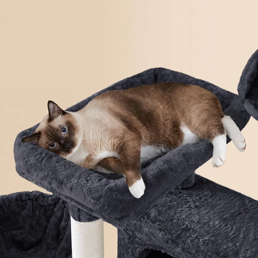 Multil-Level Cat Tree Cat House for Large Cats, 64.5in Cat Tower for Indoor Cats as Modern Activity Center