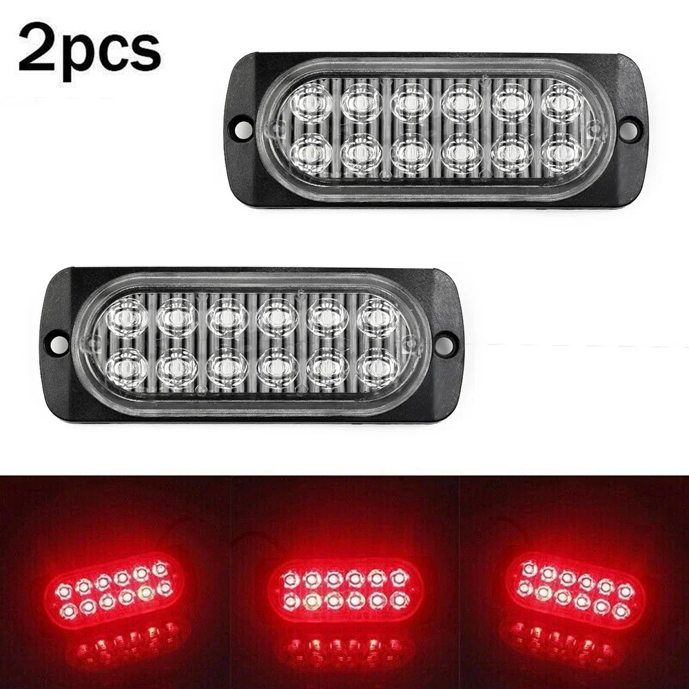 

2pcs 12 LED Off-road Car Trucks Safety Urgent Working Fog Red Light Lamp Low Power Consumption Super Bright Car Lights