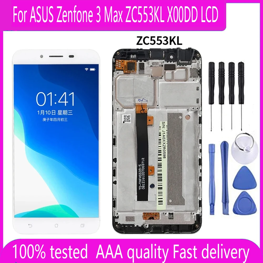 Super LCD para ASUS Zenfone 3 Max ZC553KL X00DD Display LCD Touch Screen Digitalizador com Aro de Reposição e Ferramentas Gratuitas