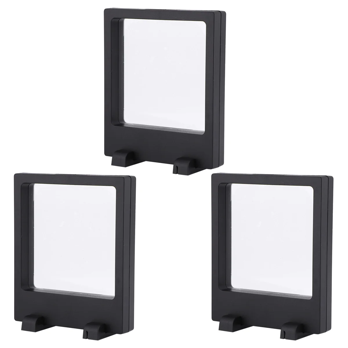 

3pcs Jewelry Display Box Transparent Pe Film Holder Durable Jewelry Display Rack For Shop Mall Use Black With Base Perfect For