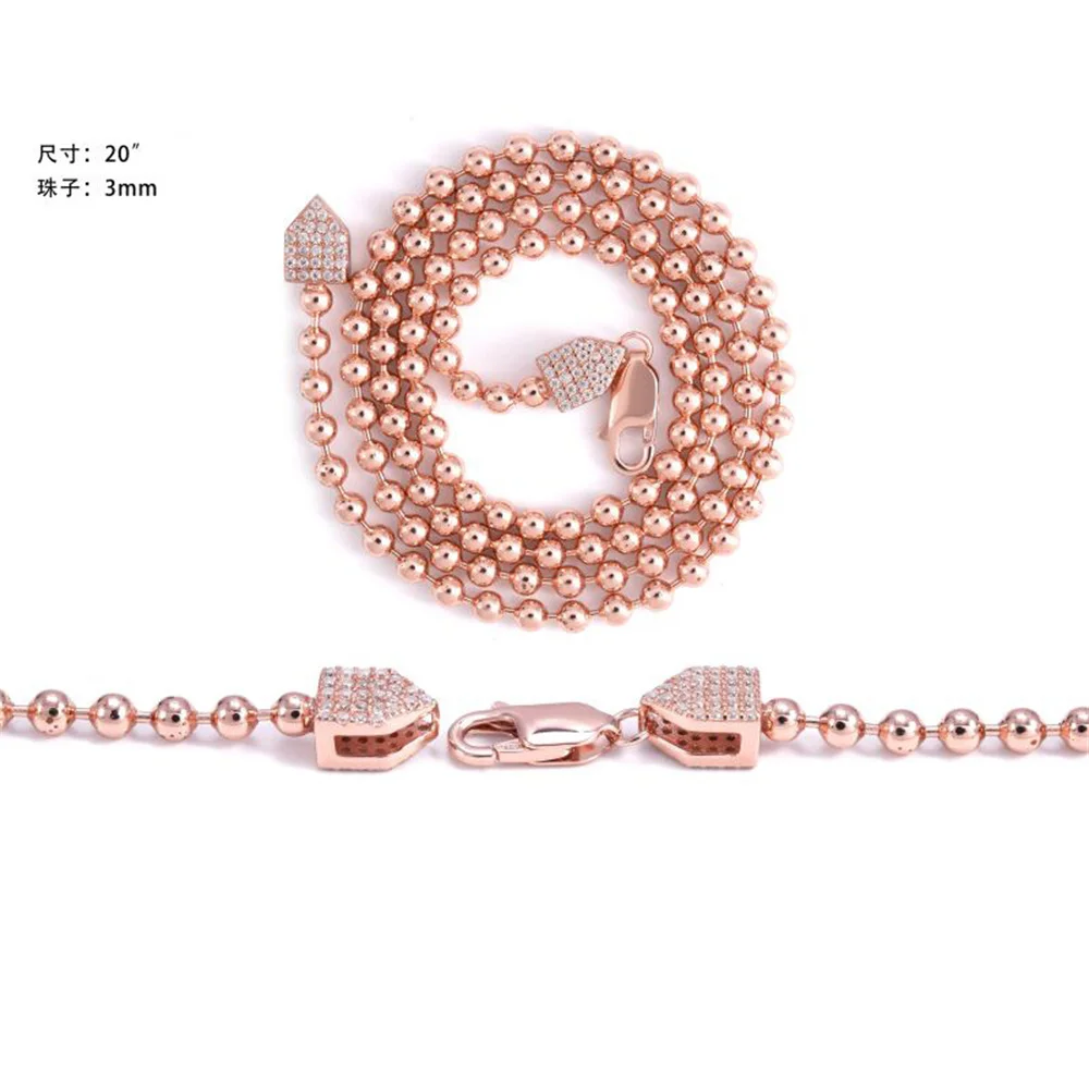 Icedminer 3 مللي متر VVS مويسانيتي الكرة ربط سلسلة مثلج خارج القلائد للرجال النساء S925 الفضة المختنق تمرير تستر الهيب هوب مجوهرات GRA