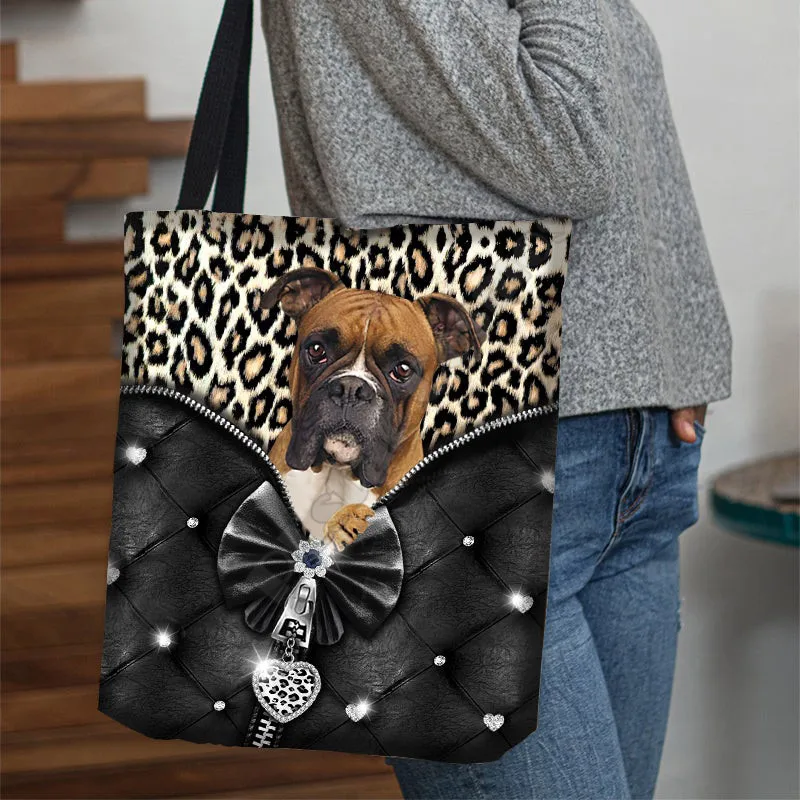 

Release Boxer All Over Printed Tote Bag Handle Storage Shopper Bag Foldable Reusable Tote Multipurpose 14 Style dog pattern