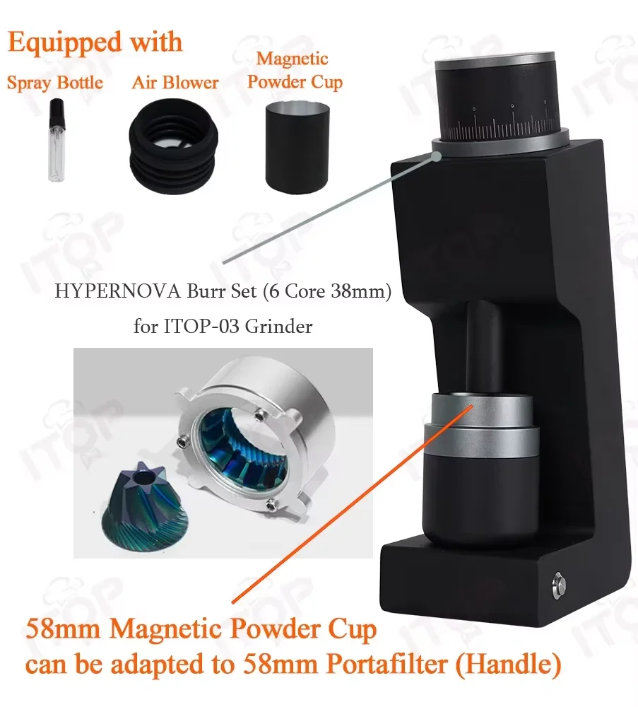 

Electric coffee grinder for home use, suitable for Italian coffee filter cups, portable and office use, tilted integrated body