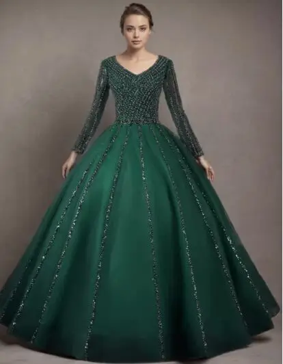 green long sleeve beading ball gown court medieval dress renaissance Gown queen Victorian /Marie/drama/