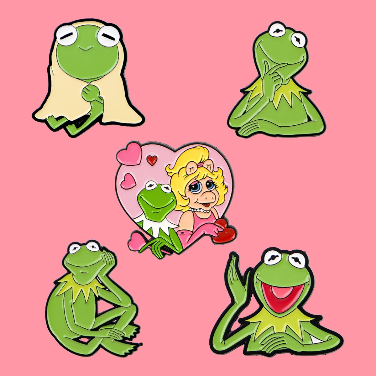 Cartoon Pig Girl Enamel Pins Cute Anime Frog Pin Badge on Backpack Woman's Brooch Costume Accessories Fashion Jewelry Kids Gifts