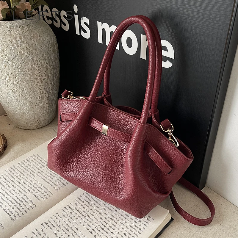 

LEFTSIDE Small PU Leather Crossbody Bags Lady with Short Handle Shoulder Bag for Women 2024 New Designer Y2K Fashion Handbags