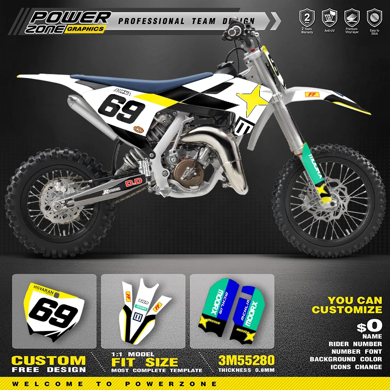 

PowerZone Custom Team Graphics Backgrounds Decal Stickers Kit For Husqvarna TC65 2023 2022 2021 2020 2019 2018 2017 2016 07