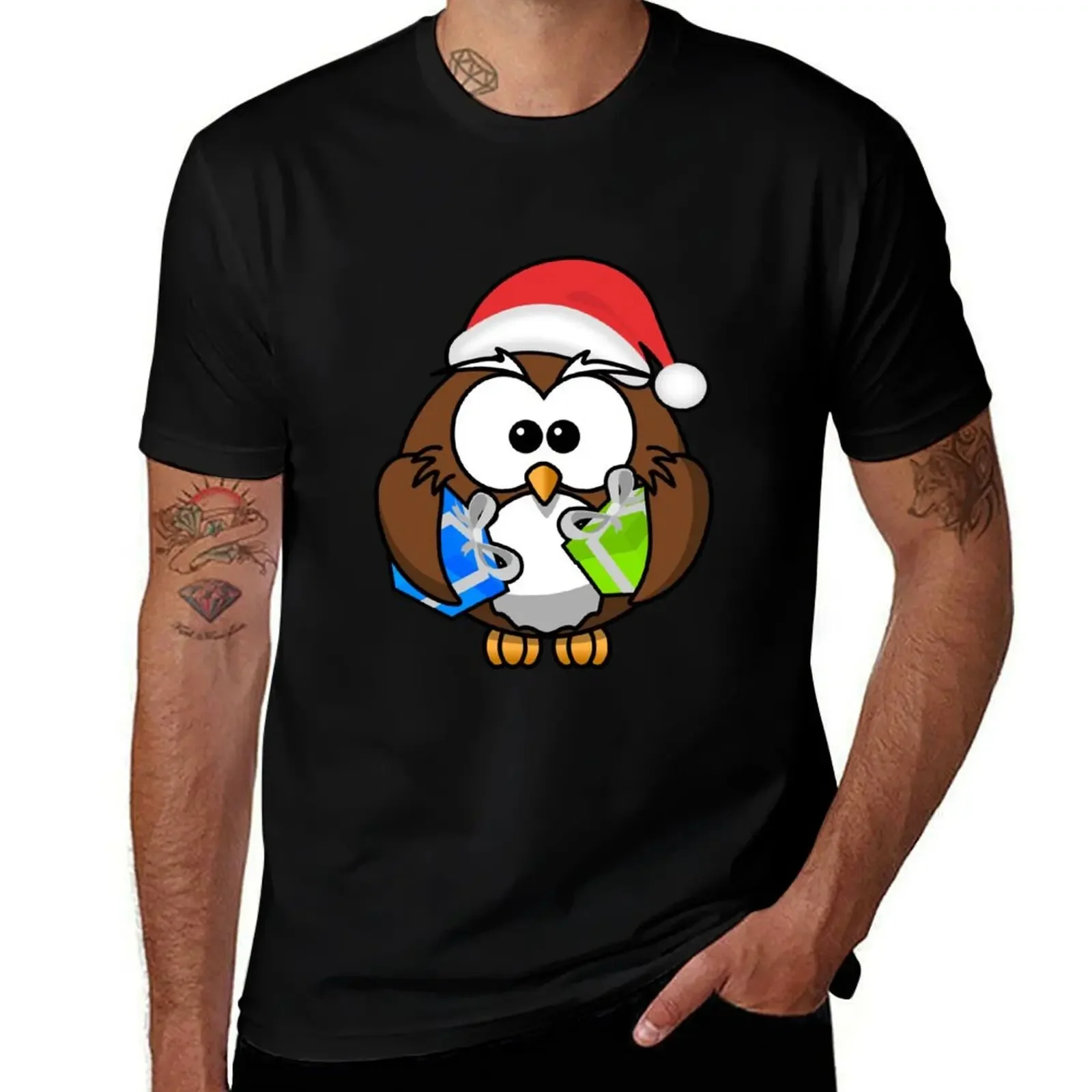 

Cute hristmas Owl T-Shirt custom shirt rapper graphic tees heavyweights man t shirt sweat shirts, men