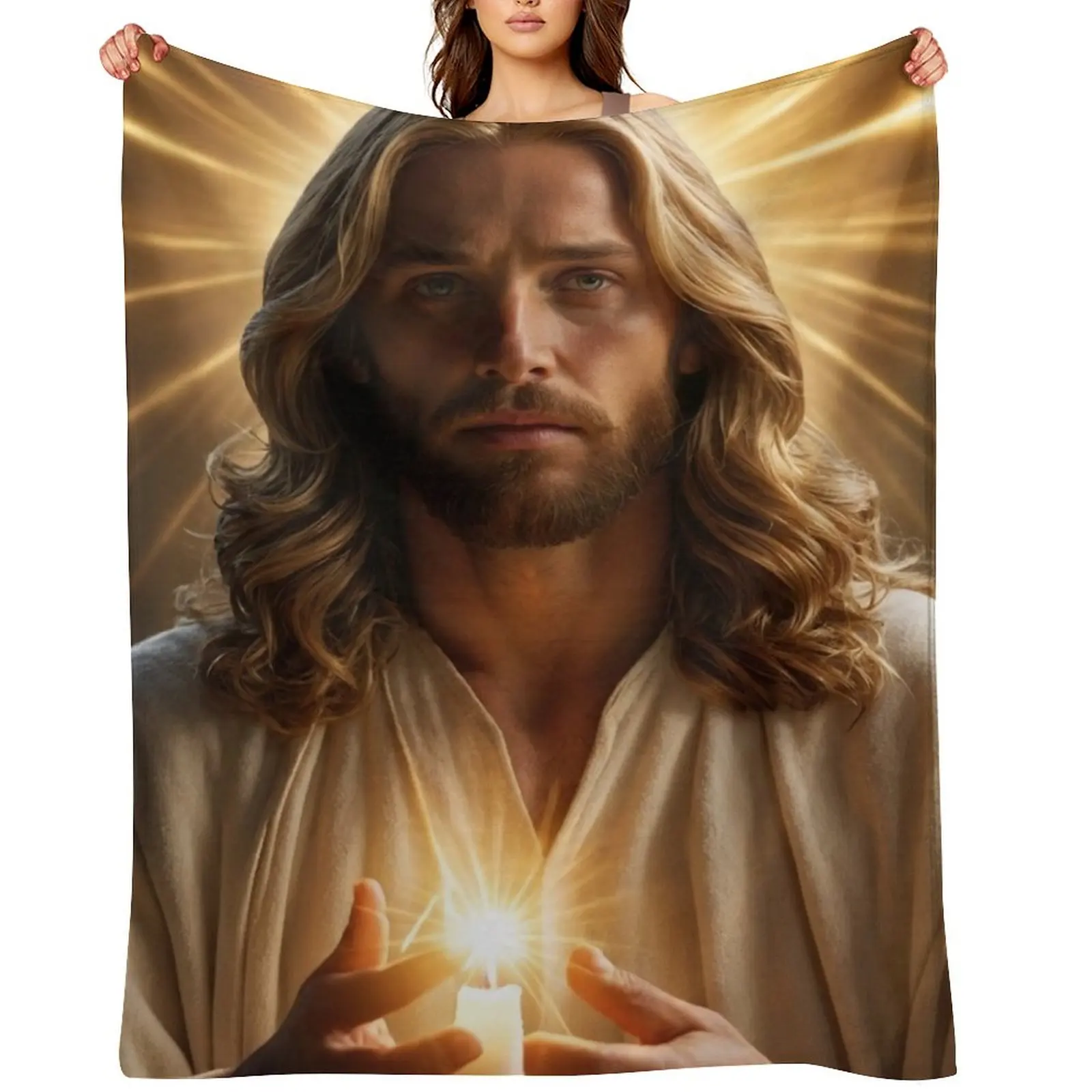 

Jesus Christ Blessings Throw Blanket Cute Weighted Plaid Loose Blankets