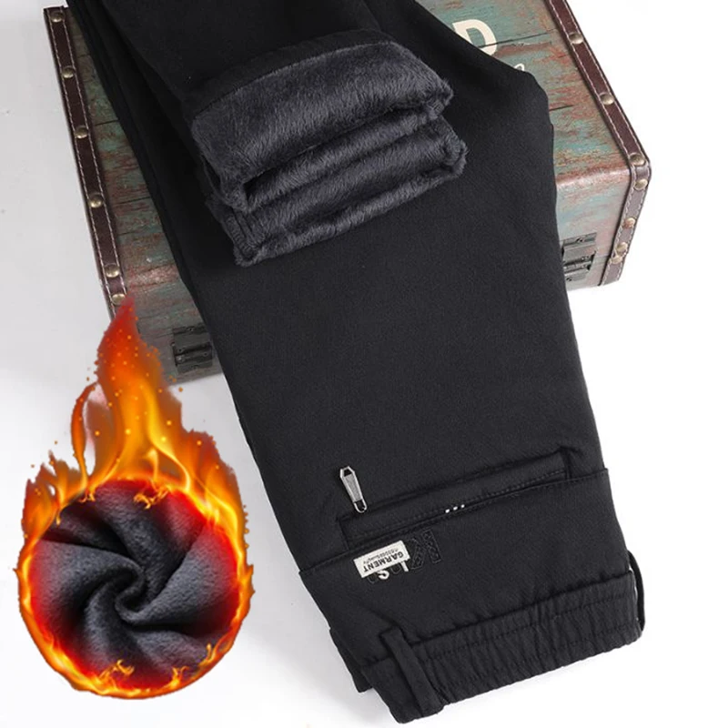 

Мужские зимние теплые утепленные костюмные брюки на флисовой подкладке, мужские удобные универсальные пиджаки, модные укороченные брюки до щиколотки