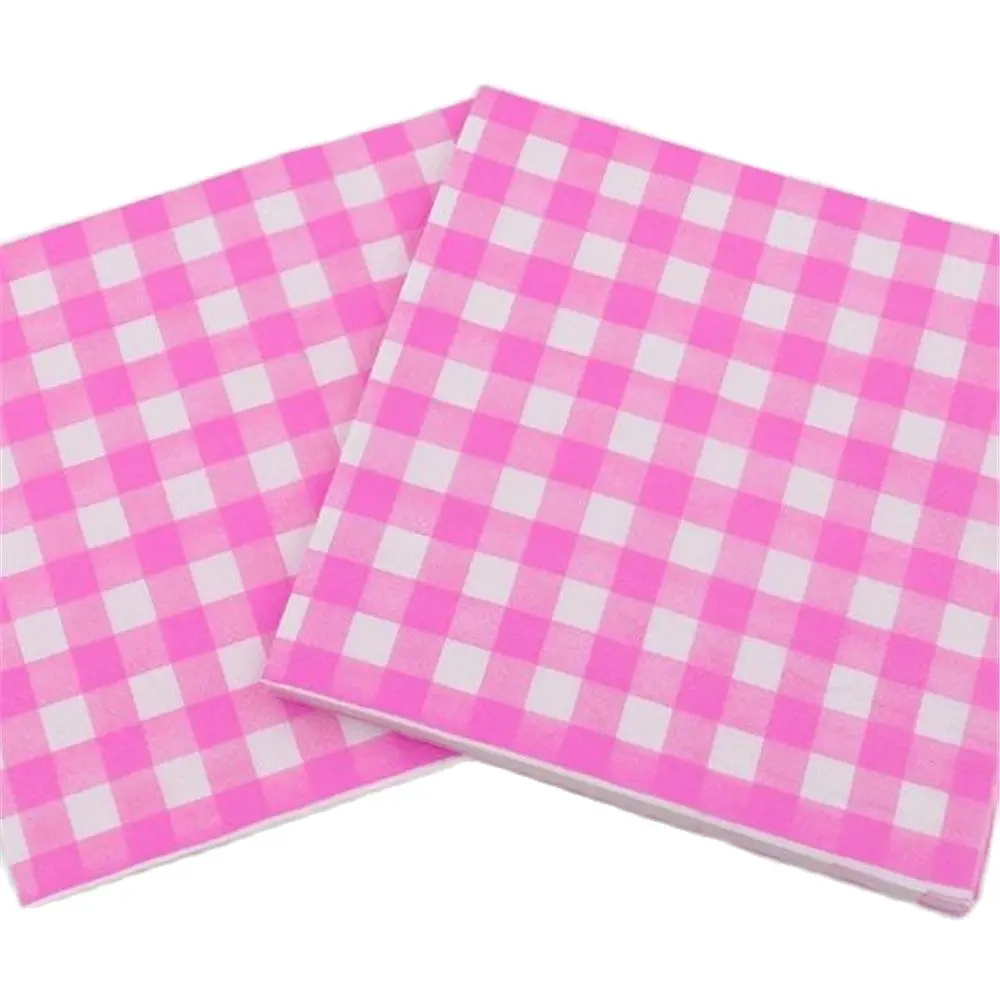 33*33cm 20pcs/lot Plaid Napkins Paper Decoupgae Table Servilletas 8 Colors Optional Tissues Birthday Wedding Party Decoration