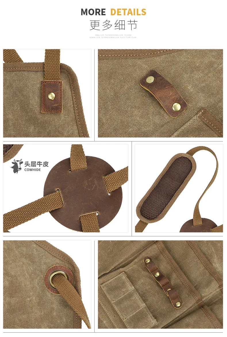New Thick Canvas Split Tool Apron Waterproof Thickening Vintage Garden Multi-use Storage Craftsman Long Multiple Pockets Apron