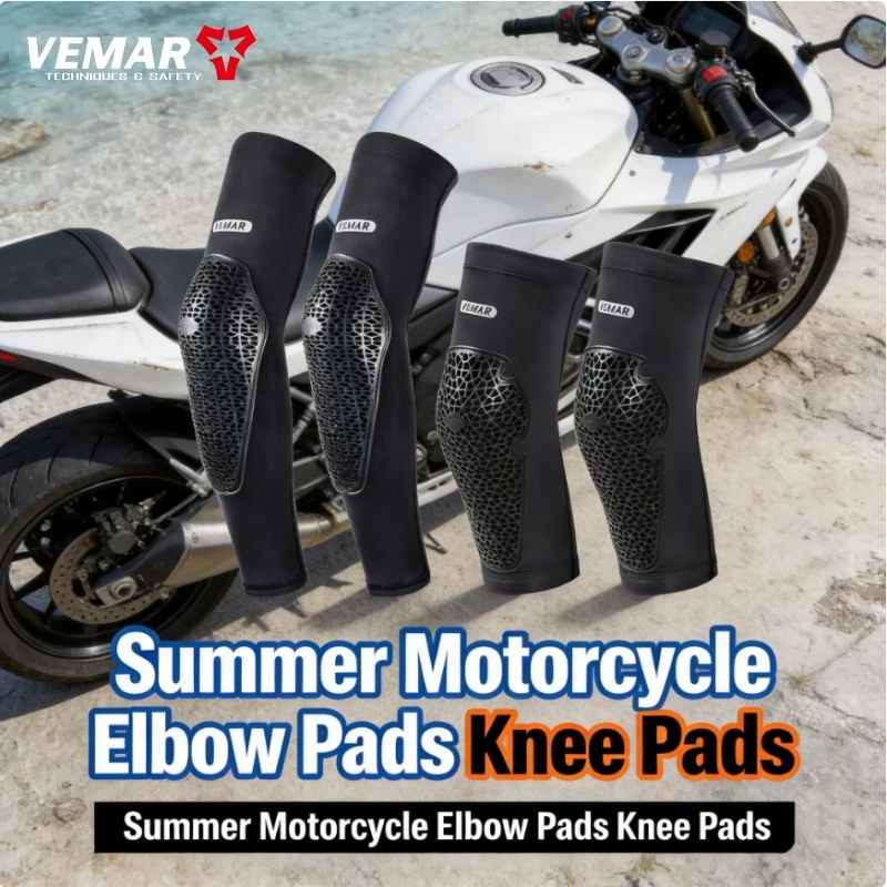 

VEMAR Unisex Summer Knee Brace Elbow Protectors Comfortable Breathable Cycling Ice Sleeve Motorcycle Bike Motocross Knee Pads