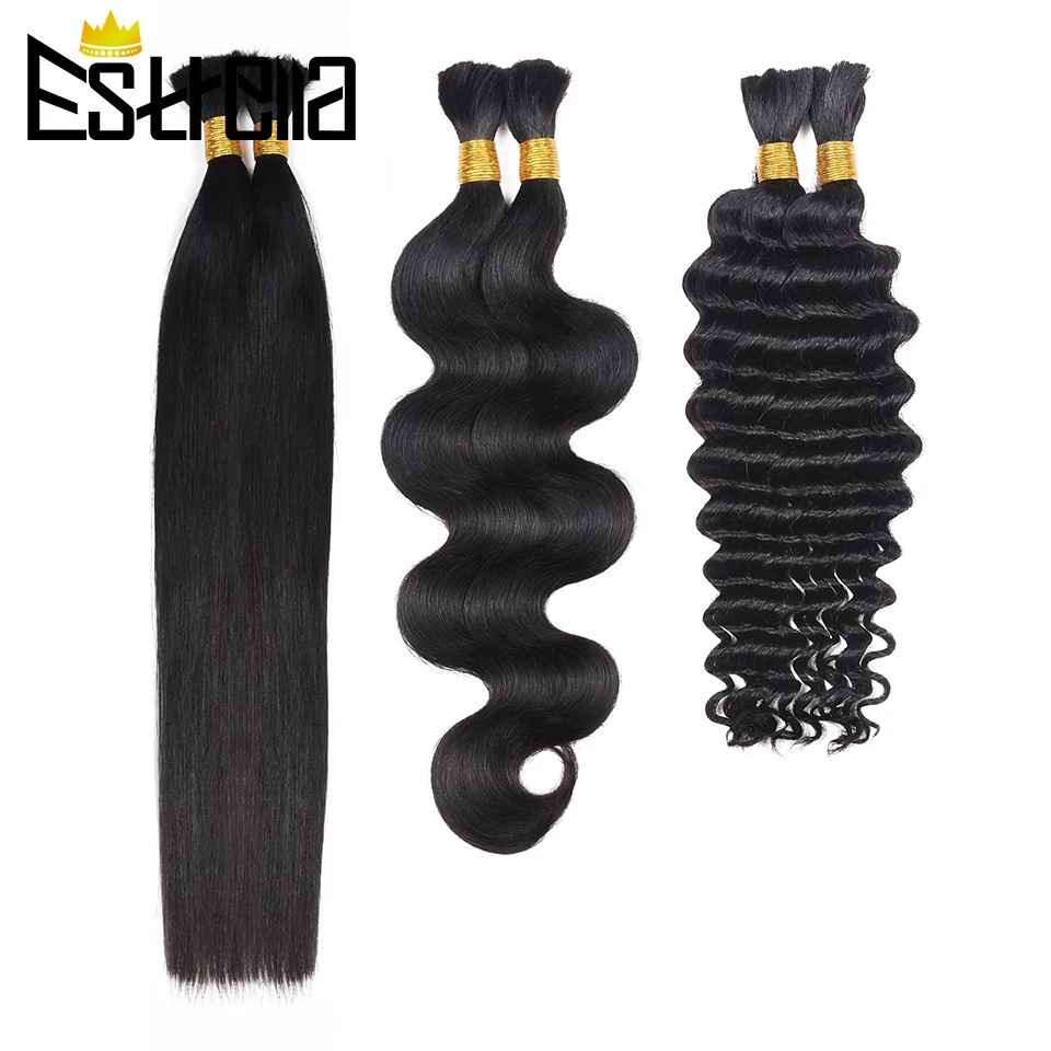 Long Human Hair Straight Bulk Hair For Braiding Brazilian 28