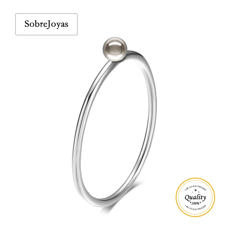 Anillo apilable con bola de 3mm para mujer, anillos de plata de ley 925, joyería de plata minimalista, anillo de nudillos, accesorios de plata