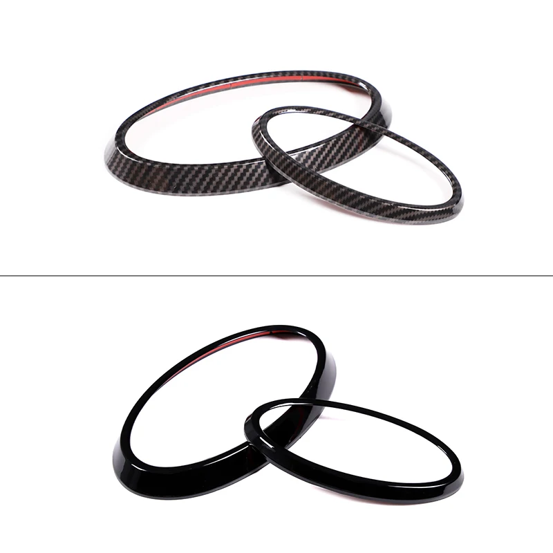 2pcs For Subaru Outback 2021-2022 Car Front /Rear Badge Ring Logo Frame Cover Decoration Trim Gloss Black Carbon Fiber Style