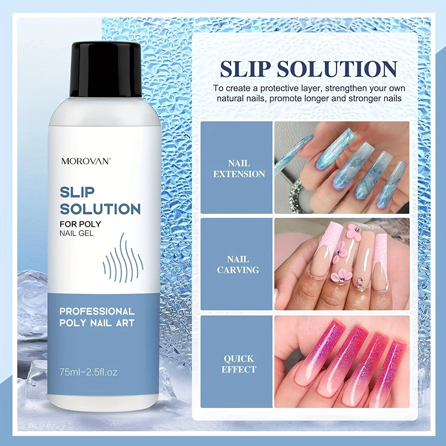 Morovan Poly Gel Slip Solution 150ml Poly Nail Gel Soluzione antiscivolo liquido con estensione pennello Soluzione antiscivolo liquido per unghie Bottiglia Ca