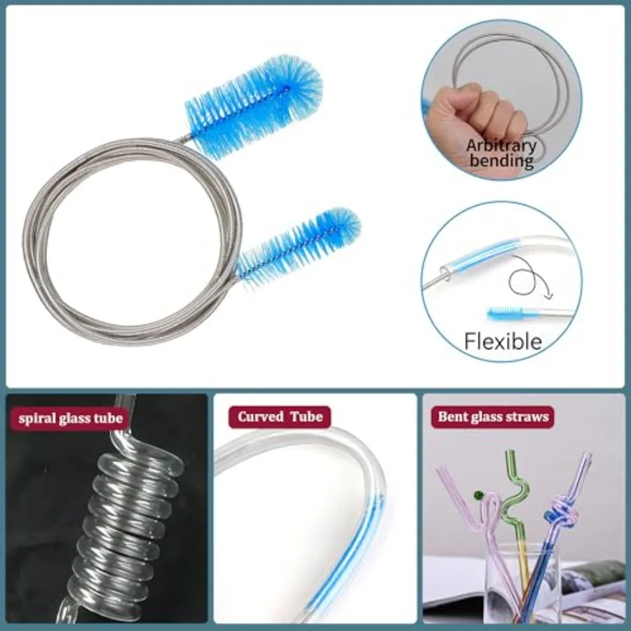 Набор из 12 труб для чистки труб с узкими шейными бутылками. Изогнутые стеклянные трубки и твердые щели с 17 длинными руками.