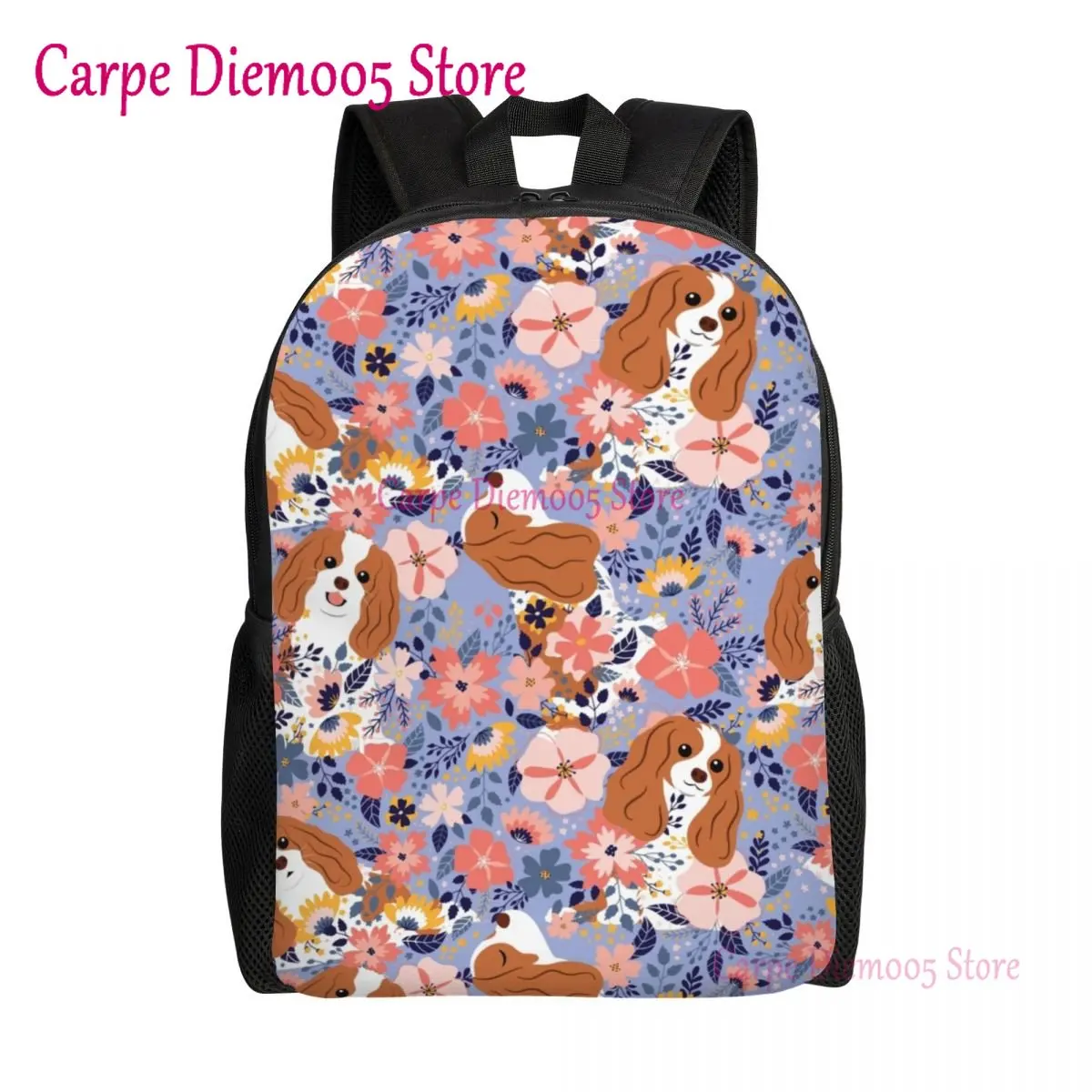 

Cavalier King Charles Spaniel Garden Backpacks for Boys Girls Dog College School Travel Bags Bookbag Fits 15 Inch Laptop