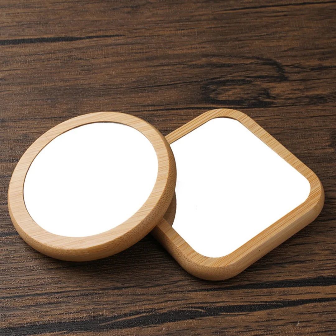 Specchio per il trucco in legno massello, mini specchio per il trucco quadrato portatile, specchio portatile minimalista, specchio tascabile da viaggio