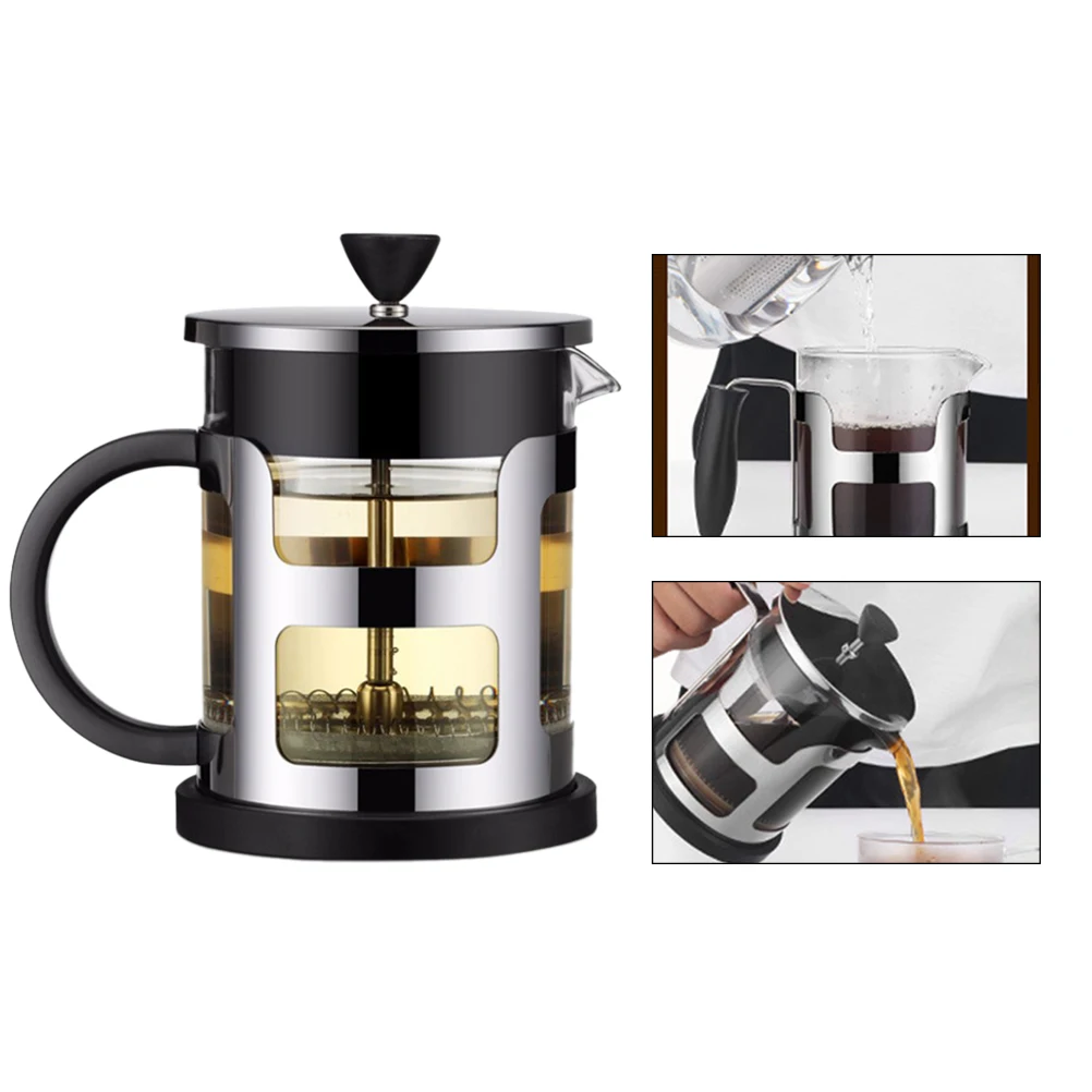 

1 шт., 1000 мл, термостойкий стеклянный чайник, кофеварка, элегантная ручка, нескользящая конструкция для домашнего офиса, уличный чайник