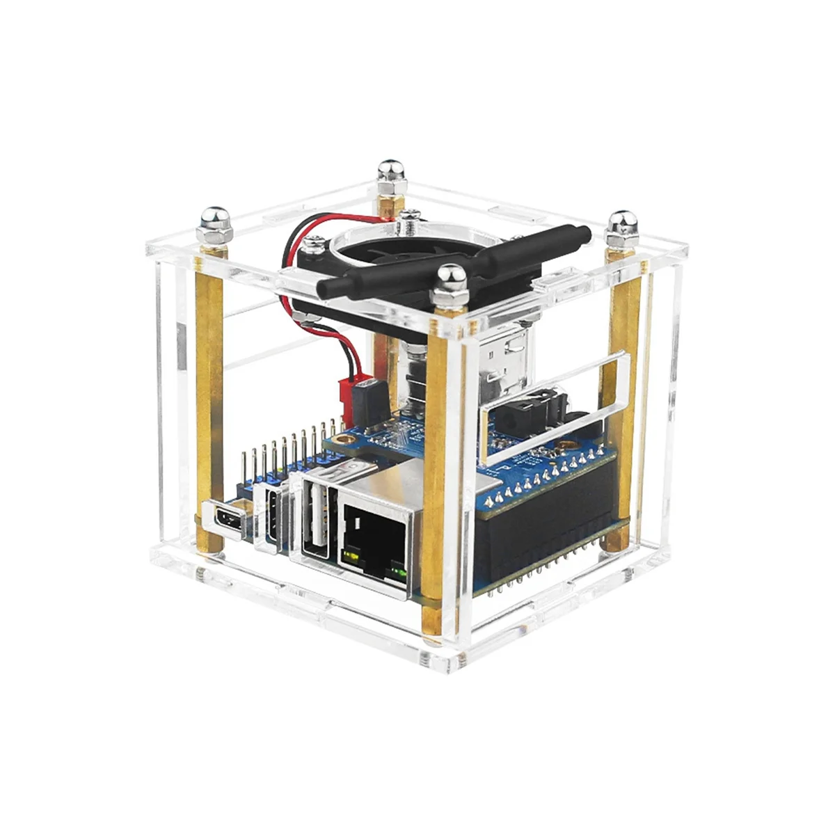 Acrylic EnclosureMountable Expansion BoardFan CoolingTemperature Reduction with Fan with Heat Sink for Orange Pi Zero3