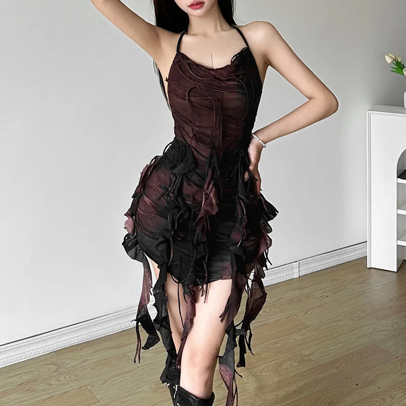 

High Quality Hot Selling Wholesale 2025 New Women's Slim Fit High Waisted Camisole Dress Sexy Backless Dress Streetwear Elegant