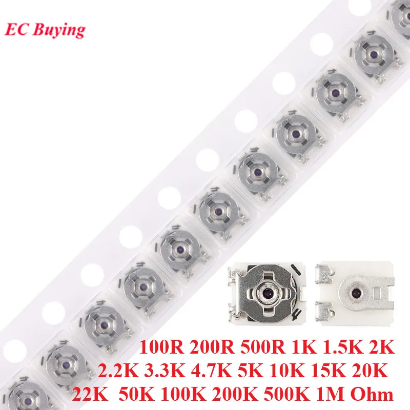 20pcs 3x3 SMD Adjustable Variable Resistor Trimmer Resistance Potentiometer 100R 200R 1K 2K 5K 10K 20K 50K 100K 200K 500K 1M Ohm