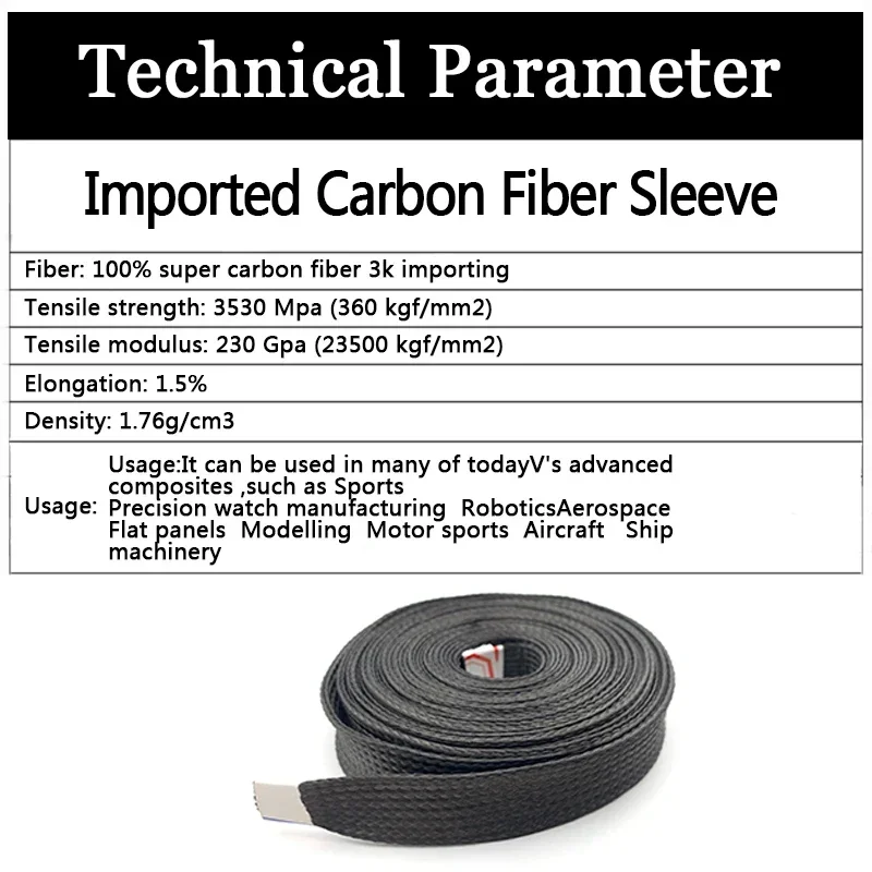 4~40mm Carbon Fiber Wire Sleeve High Temperature Cable Hose 2/5M High Strength Wear-Resistant Telescopic Braided Mesh Tube