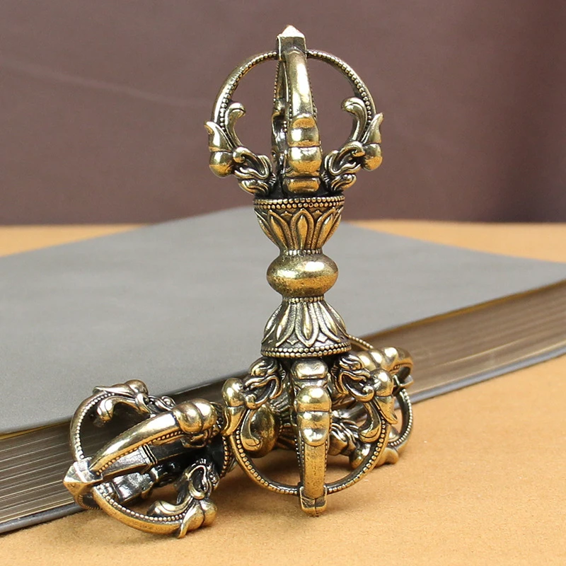 Brass traditional vajra ornament, pure copper, creative handmade collectible, decorative item, car hanging keychain, Yiwu small